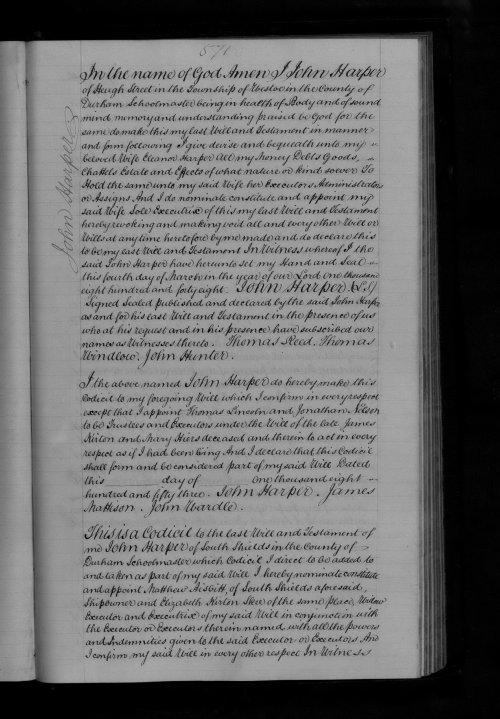 Will of John Harper 1853