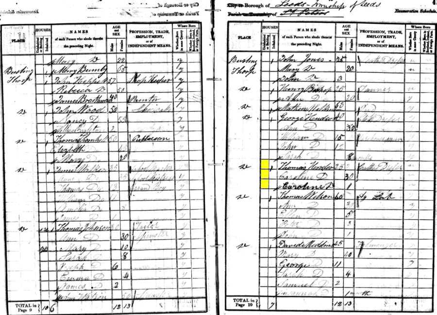Thomas and Caroline Horder 1841 census returns