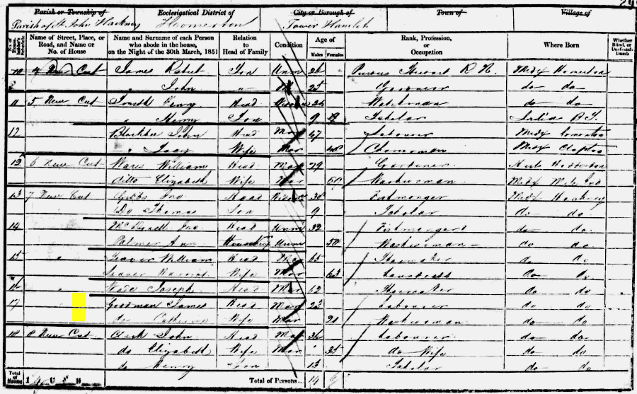 James Goodman 1851 census returns