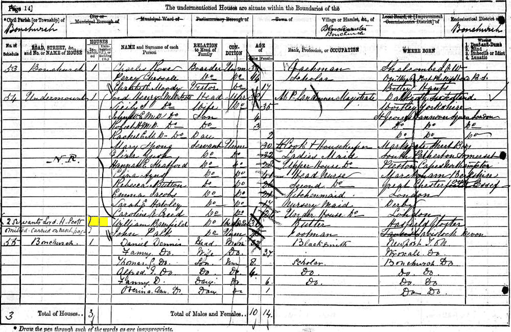 William Barnfield 1871 census returns