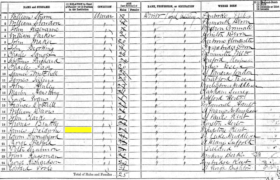 James Baldwin 1871 census returns