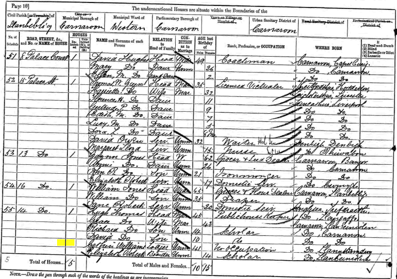 Gethin Williams 1881 census returns