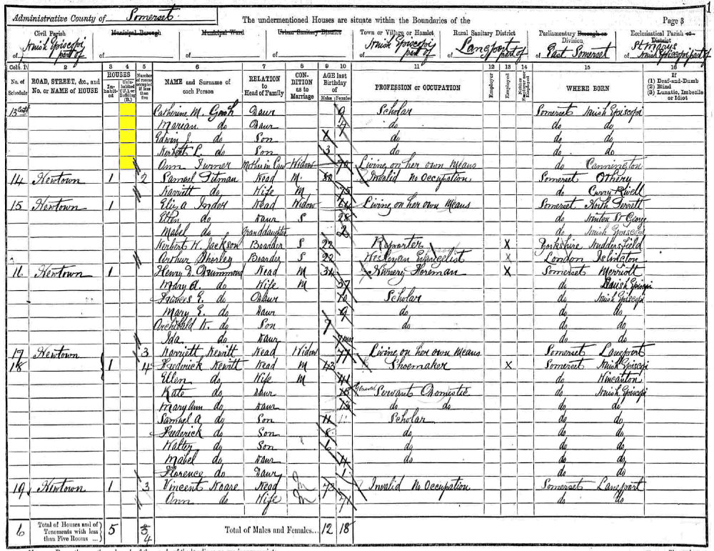 More Gush Family 1891 census returns