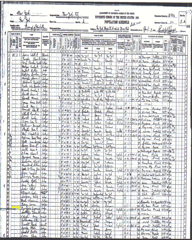 Eugenia Barnfield US census returns 1930