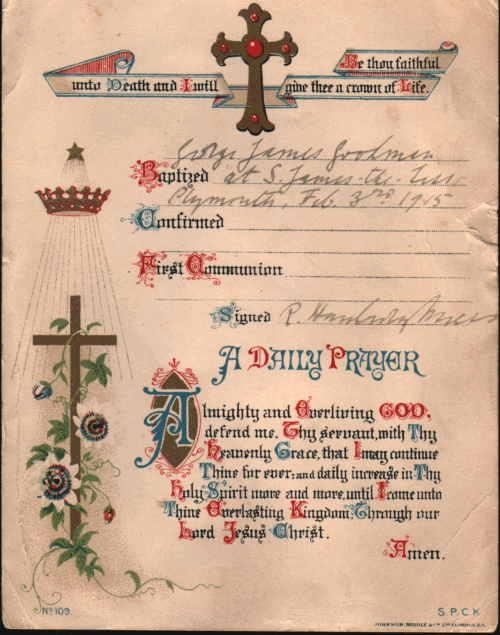 George James Goodman Baptism Certificate