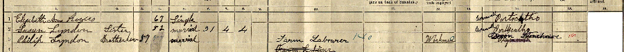 1911 census returns for Philip and Susan Lyndon