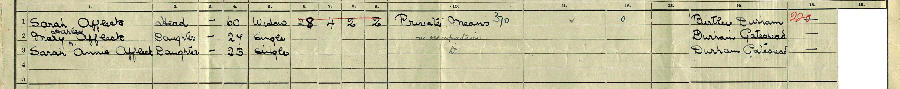 1911 census returns for Sarah Affleck and family