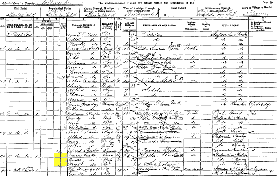 1901 census returns for James and Annie Leech and family