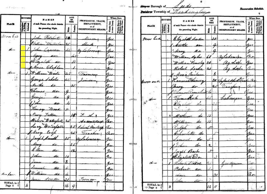 1841 census returns for Maria Clapham & John Craven