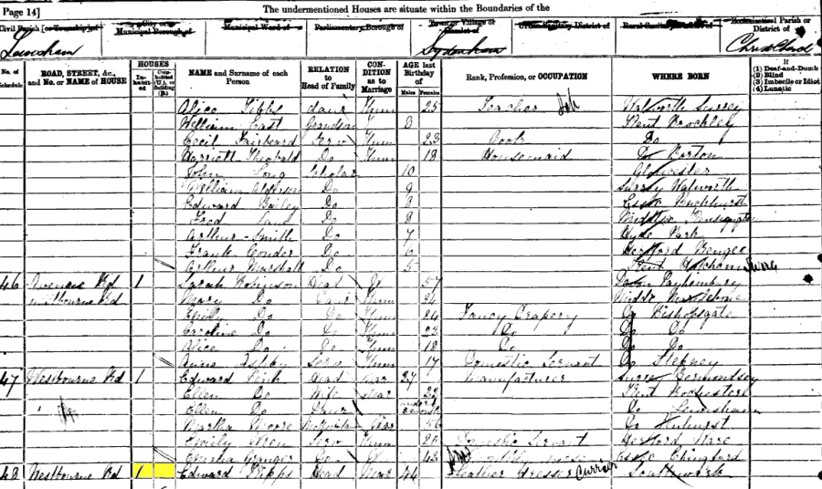 1881 census returns for Edward Kipps