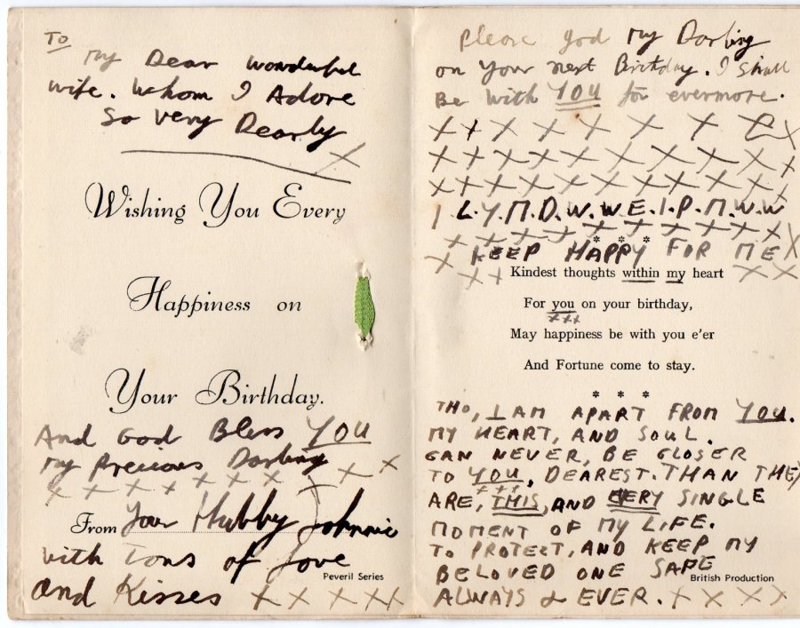 Birthday card sent to Frances from John Edward