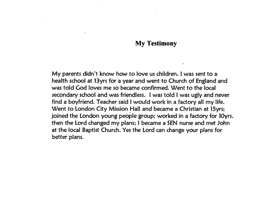 My Testimony by Shirley