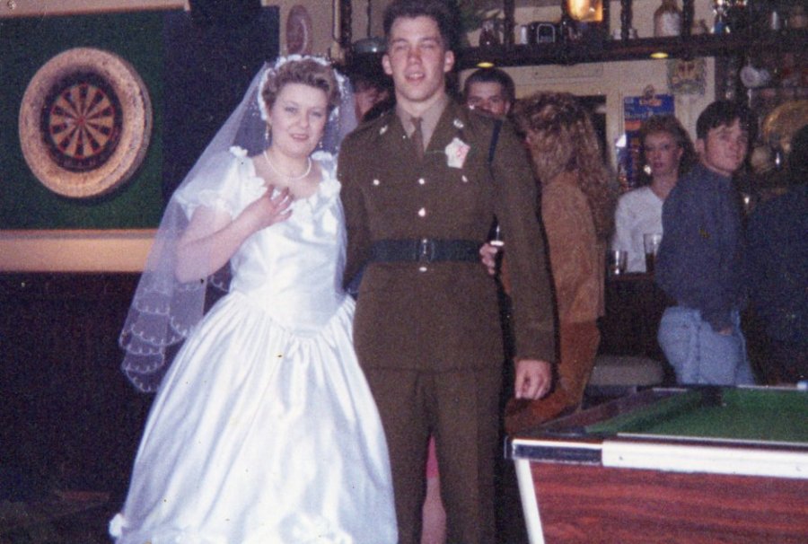 Wedding of  Pauline and John. in a pub.10 April 1993