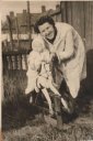 Baby John on rocking horse and<br />Frances Olsen - London 1947